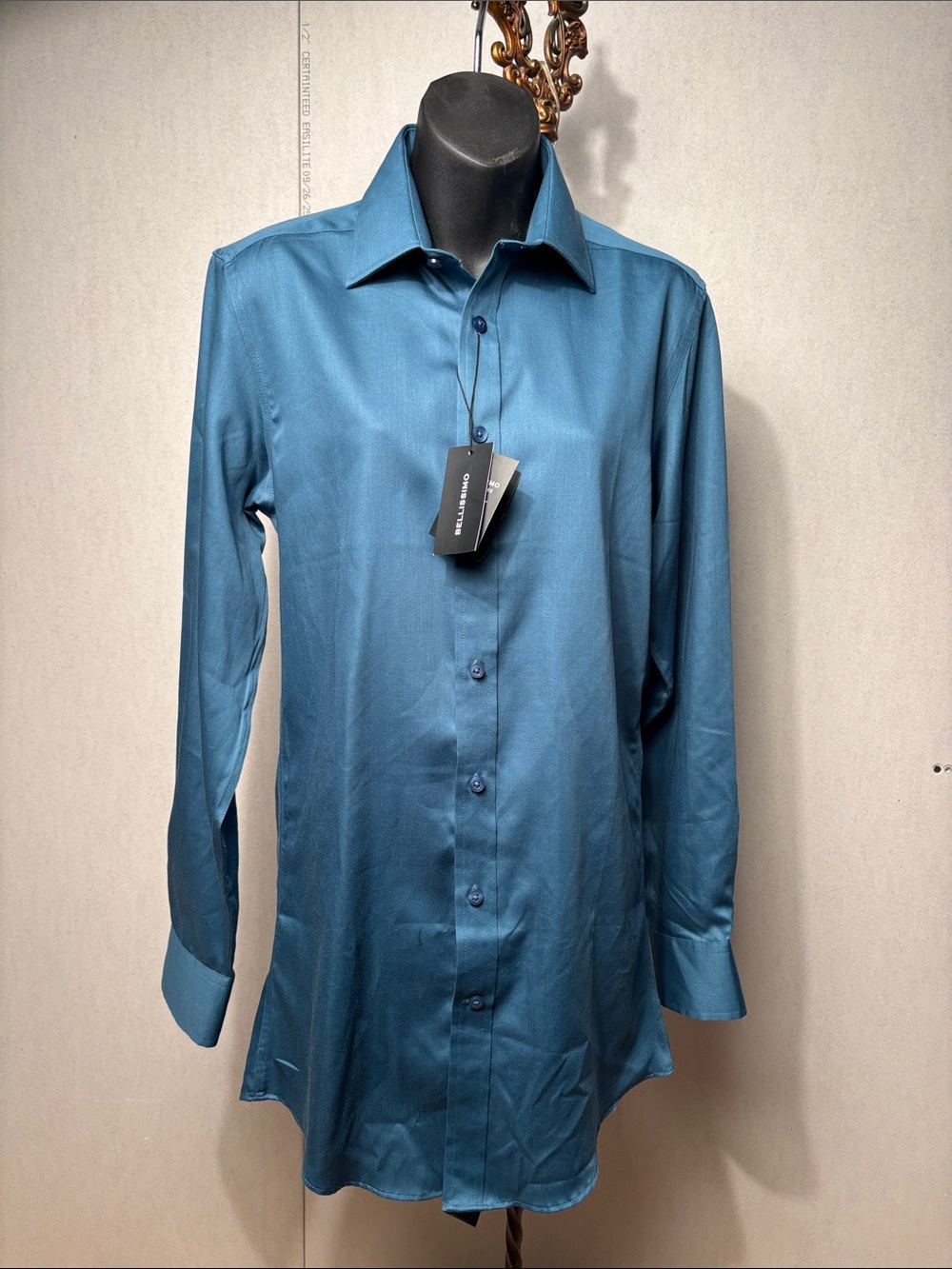 Men's Teal Long-Sleeve Dress Shirt - Modern Tailored Fit wrinkle free